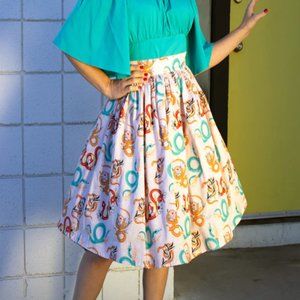 NWT The Oblong Box Shop (TOBS) Slithering Snakes Gathered Skirt